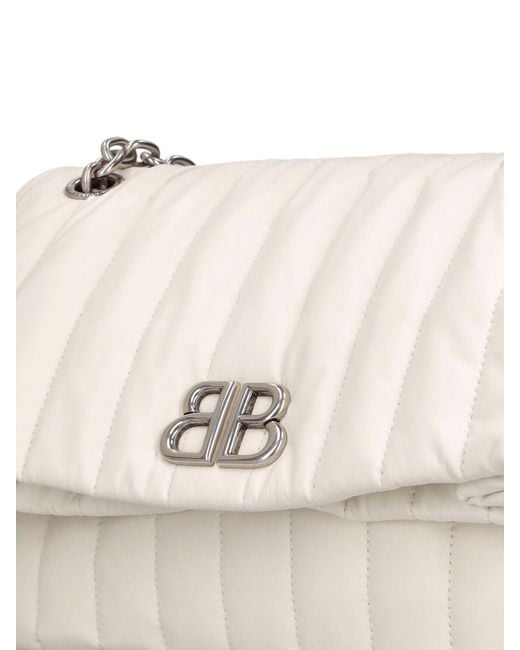Balenciaga Natural Small Monaco Quilted Leather Chain Bag