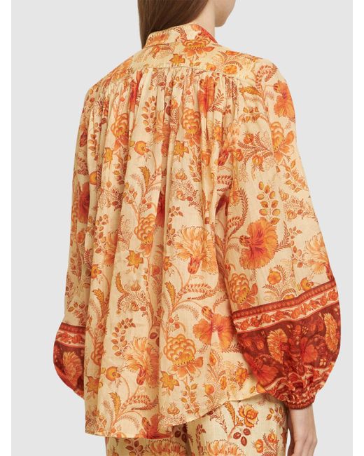 Zimmermann Orange Bedrucktes Ramiehemd "junie Billow"