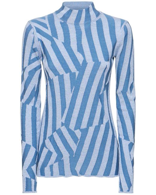 KENZO Blue Kenzo Dazzle Stripe Wool Blend Sweater