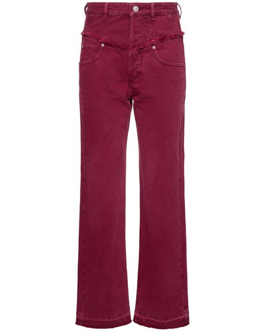 Jeans vita alta noemie in denim di Isabel Marant in Red