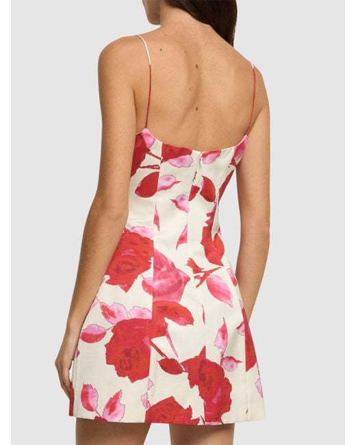 Blumarine Red Printed Satin Mini Dress