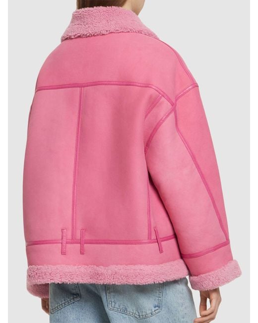 David Koma Pink Suede Shearling Jacket