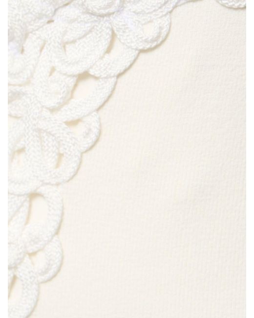 Galvan White Semi-sheer Macramé Embroidery Midi Dress