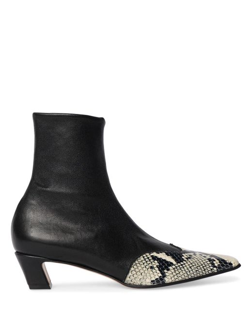 Khaite Black Mm Nevada Leather Ankle Boots
