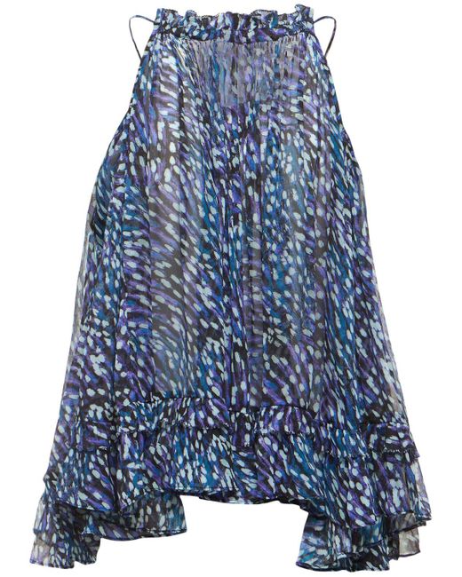 Isabel Marant Blue Fabino Printed Viscose Top/Multi