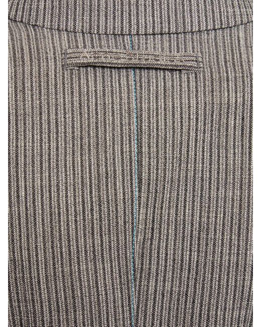 Acne Gray Linen Blend Pinstriped Jacket