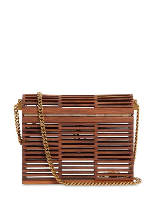 Saint Laurent Kate Wooden Cage Shoulder Bag in Brown Lyst
