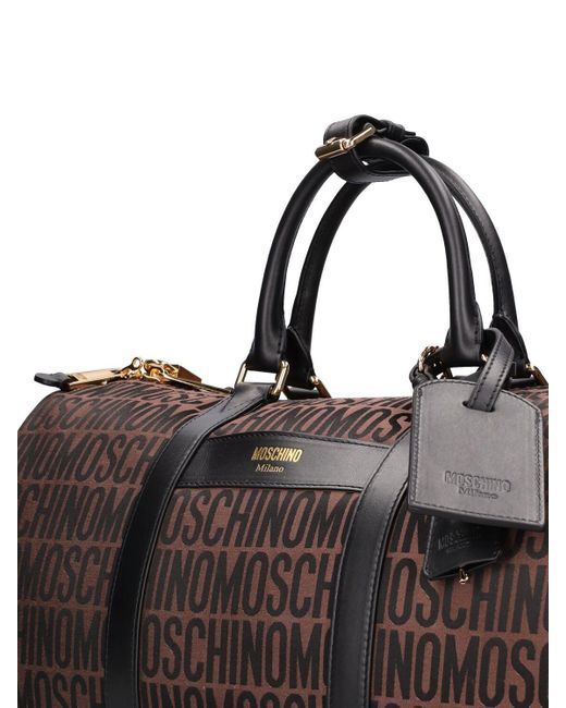 Moschino Logo Nylon Jacquard Duffle Bag in Brown for Men Lyst