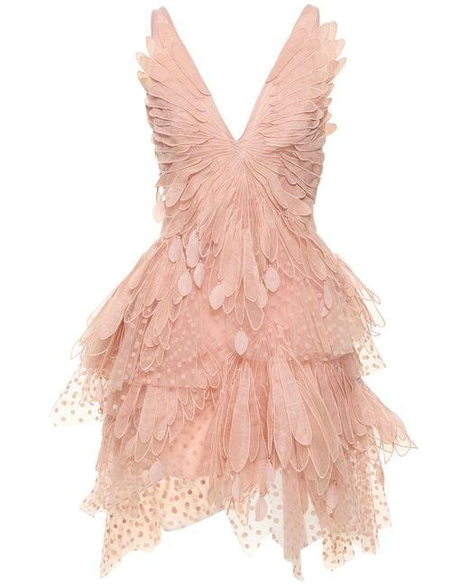 Zimmermann Pink Lvr Exclusive Flocked Tulle Mini Dress