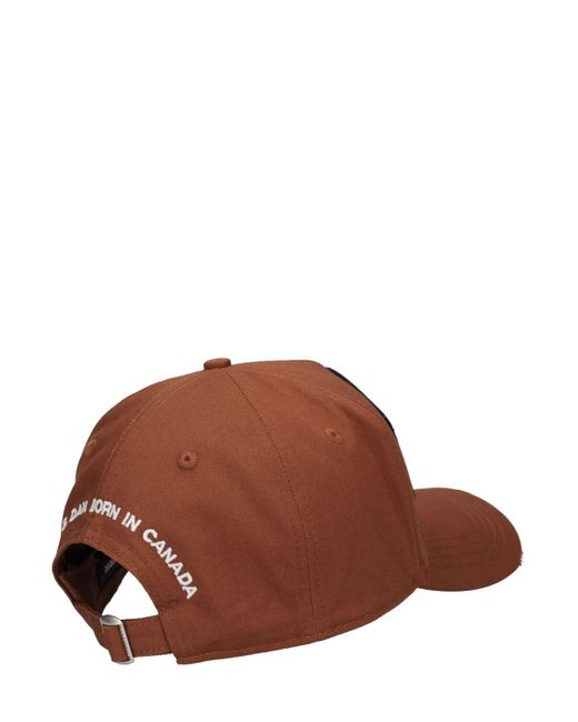 DSquared² Red Flag Patch Cotton Canvas Baseball Hat for men