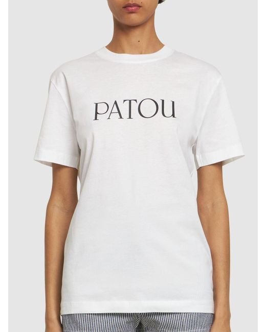 Patou White T-shirt Aus Baumwolljersey Mit Druck
