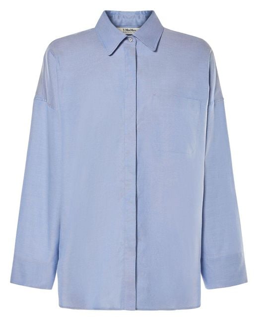Camicia lodola in cotone oxford di Max Mara in Blue