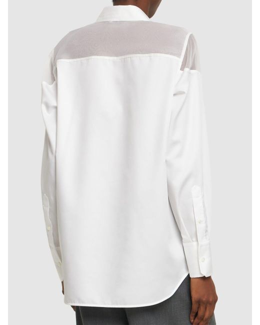 Helmut Lang White Cotton Poplin Tuxedo Shirt