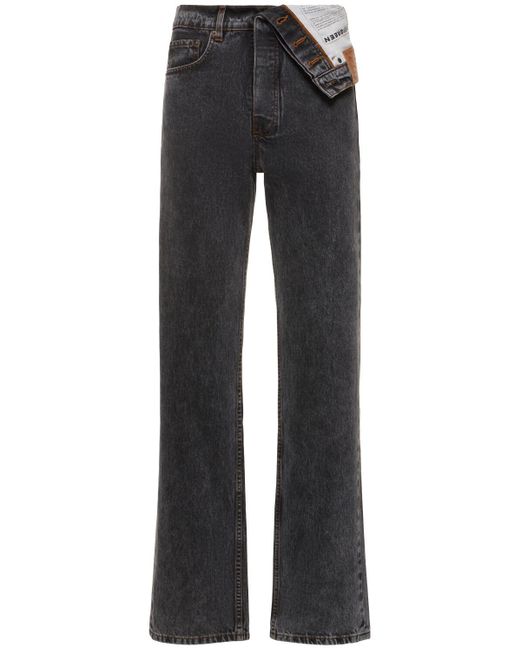 Y. Project Black Foldable Midrise Waist Straight Jeans