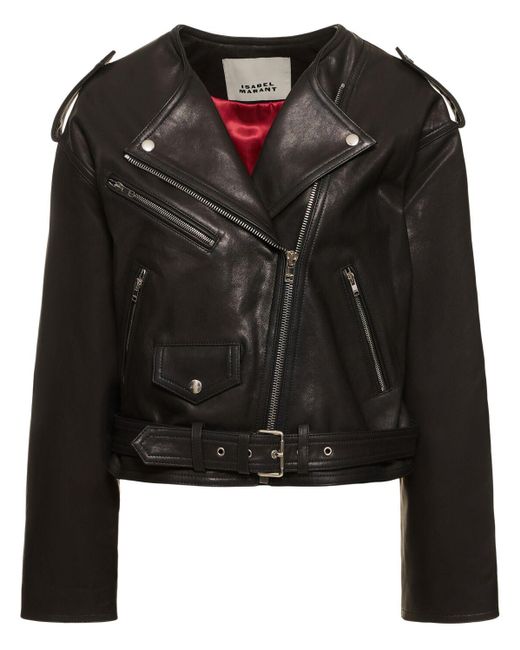 Isabel Marant Black Audric Leather Biker Jacket