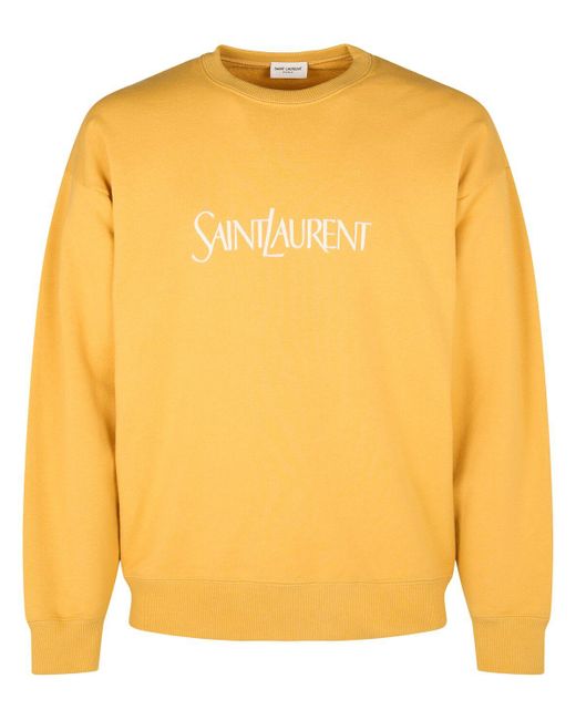 Saint Laurent Yellow Vintage Embroidered Cotton Sweatshirt for men