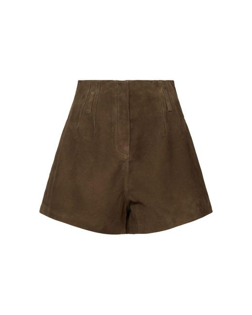 Frankie Shop Natural Lise Suede Shorts