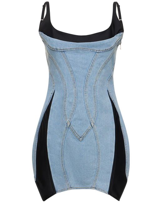 Mugler Blue Panelled Mini Dress