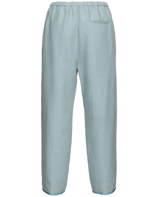 Forte Forte Blue Damen Embroidered Linen Drawstring Pants