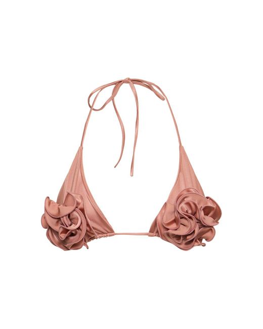 Magda Butrym Pink Lycra 3d Flower Bikini Top