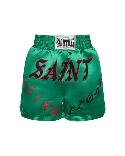 Saint Michael Green Saint Techno Printed Shorts for men