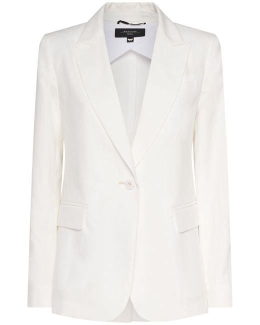 Mujer Chaqueta De Lino Y Algodón Weekend by Maxmara de color White