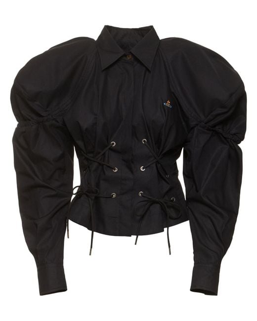 Vivienne Westwood Black Gexy Fitted Cotton Lace-up Shirt