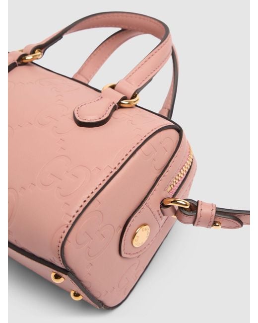 Gucci Pink Super Mini gg Leather Top Handle Bag