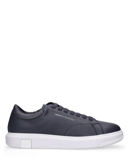 Armani Exchange Blue Leather Low Top Sneakers for men
