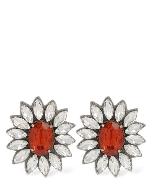 Moschino White Crystal Clip-on Earrings