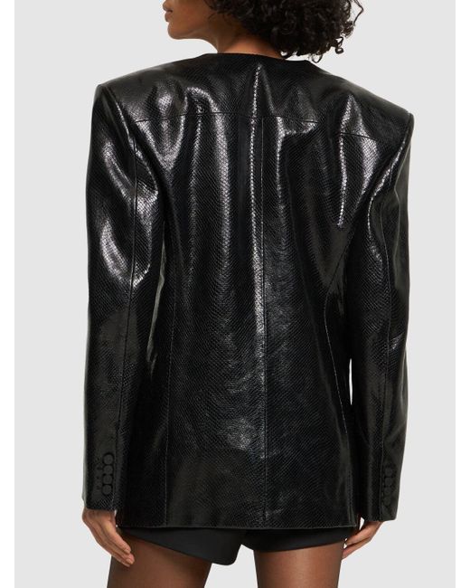 Mugler Black Single Breasted Leather Jacket