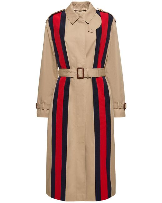 Manteau en gabardine de coton mélangé Gucci en coloris Brown