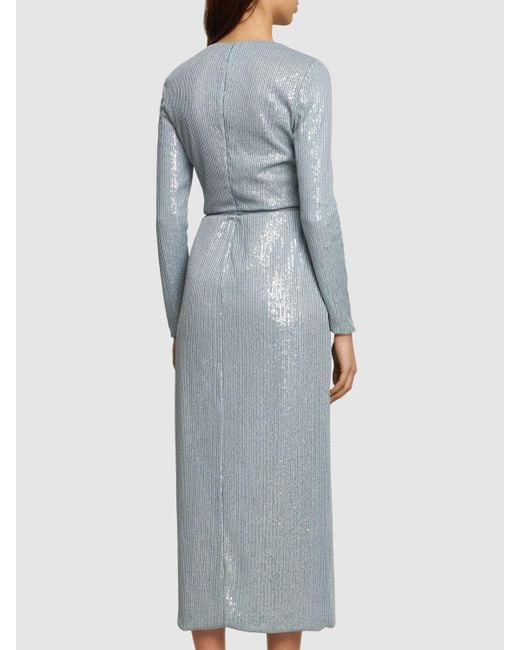 Giorgio Armani Gray Embroidered Jersey Sequined Long Dress