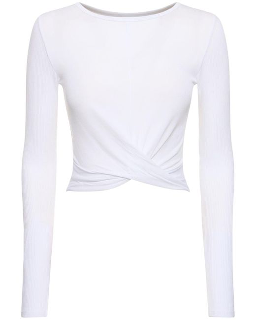 Alo Yoga White Cover Twist Long Sleeve Modal Top