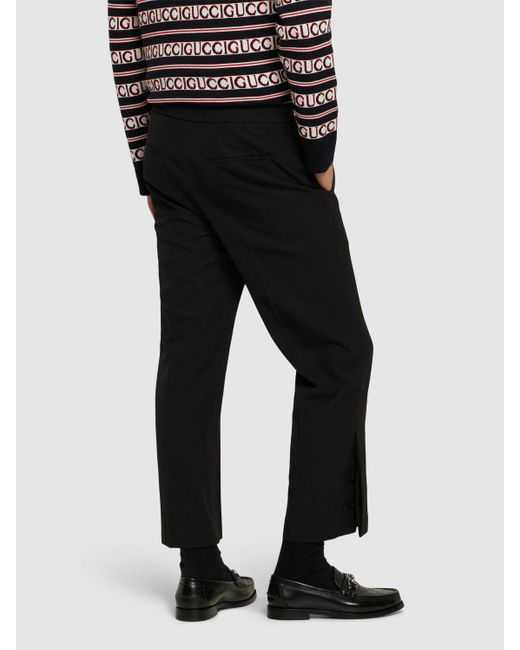 Gucci Black Drawstring Wool Blend Pants for men