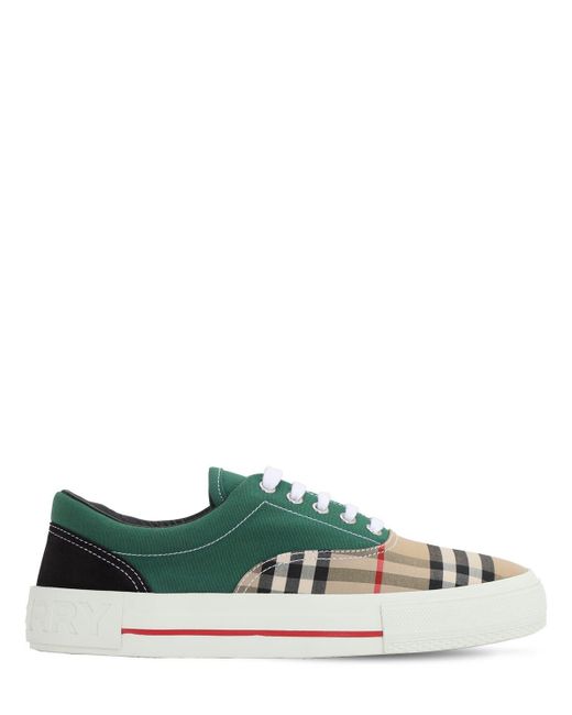 Burberry Green Check Multi Canvas Skate Lowtop Sneakers for men