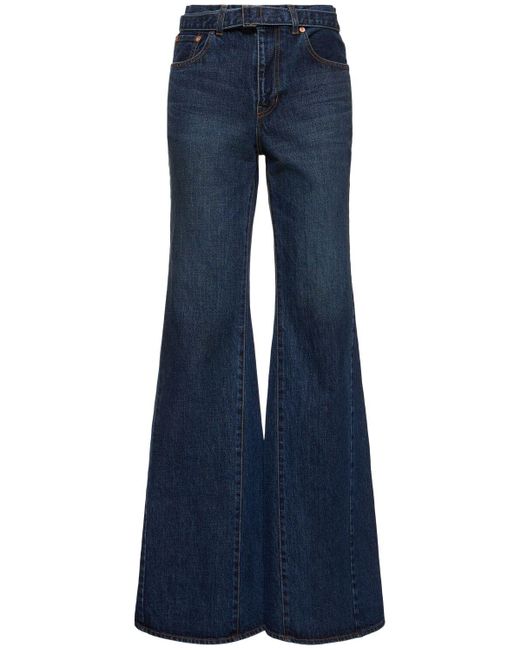 Sacai Blue High Rise Wide Leg Jeans W/belt