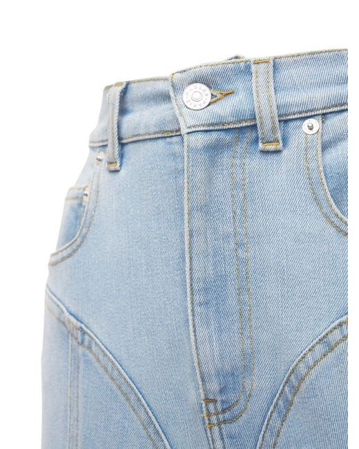 Mugler High Rise Stretch Denim & Jersey Jeans in Blue | Lyst