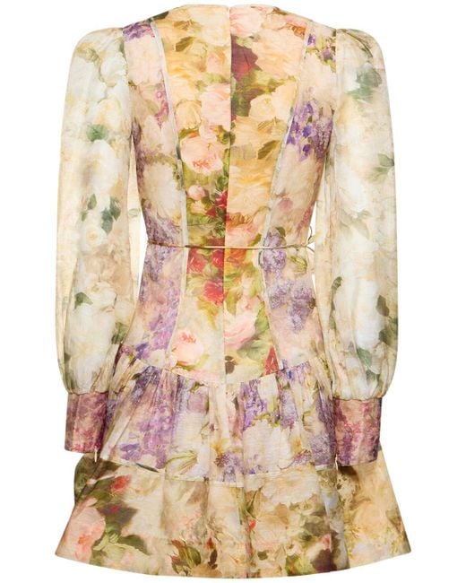 Zimmermann Multicolor Sensory Printed Linen & Silk Mini Dress