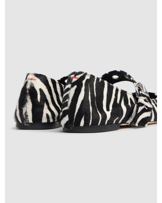 Aeyde Black 10Mm Uma Zebra Print Ballerina Flats