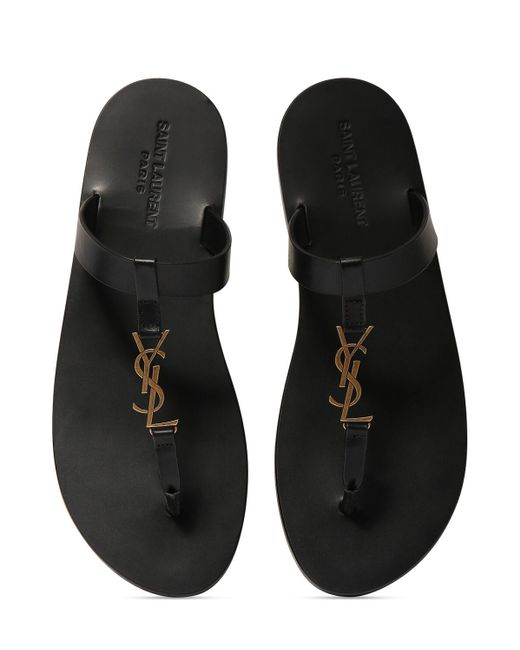 Saint Laurent Black Cassandre Leather Sandals for men