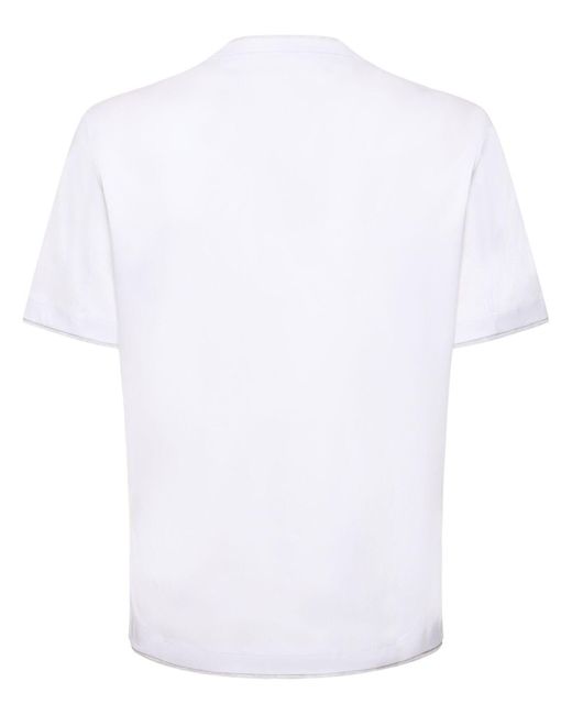 Brunello Cucinelli Mehrschichtiges T-shirt Aus Baumwolljersey in White für Herren