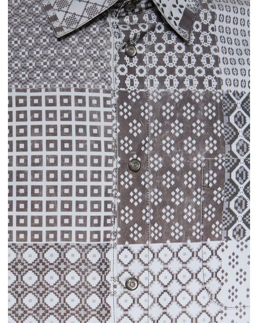 4SDESIGNS Gray Tie Print Reflective Fabric Shirt for men