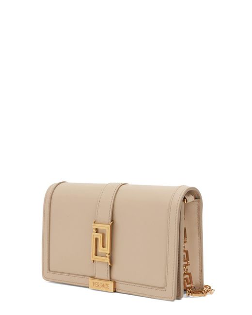Versace Natural Greca Goddess Leather Chain Wallet
