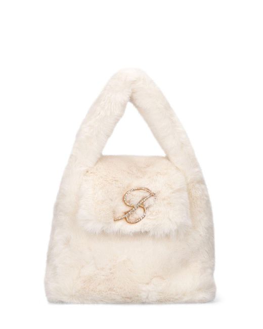 Blumarine Faux Fur Top Handle Bag in White | Lyst