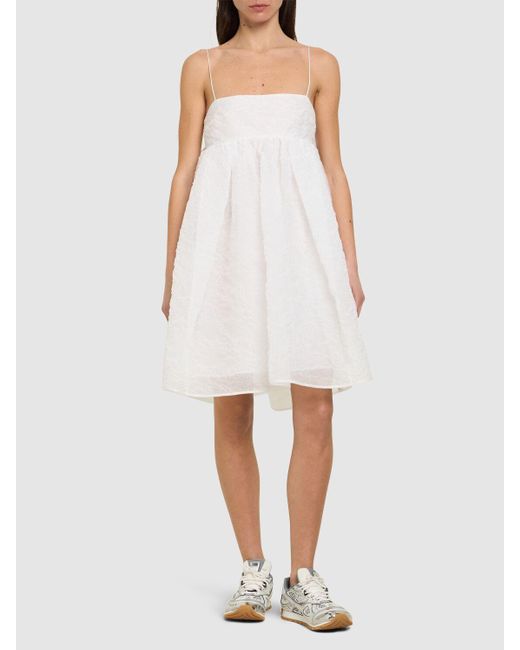 CECILIE BAHNSEN White Gina Matelassé Mini Dress W/bow