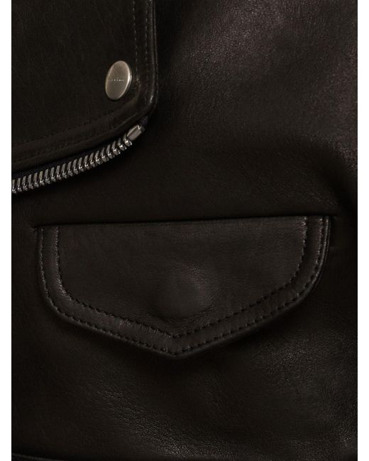 Rick Owens Black Micro Biker Leather Jacket