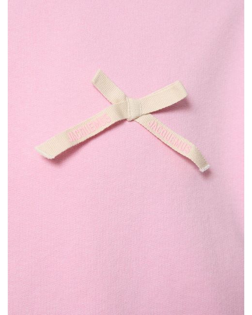 Felpa in jersey di cotone con cappuccio e applicazione Nœud di Jacquemus in Pink da Uomo