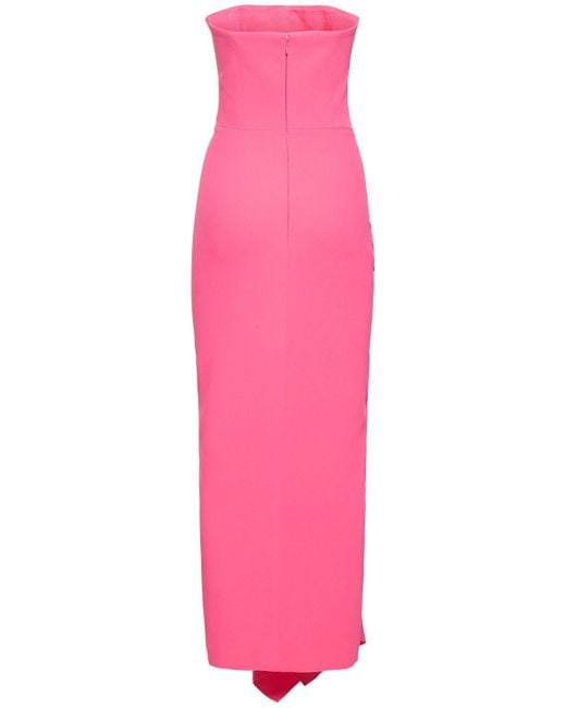Solace London Pink Thalia Woven Crepe Strapless Midi Dress