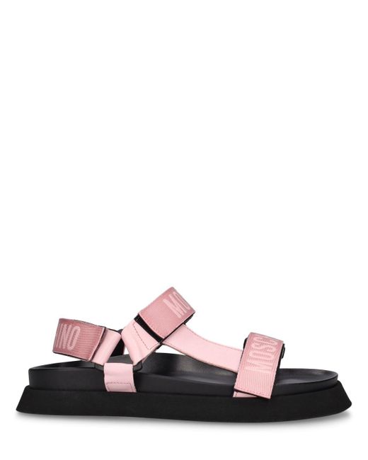 Sandales plates en matière technique mm Moschino en coloris Pink